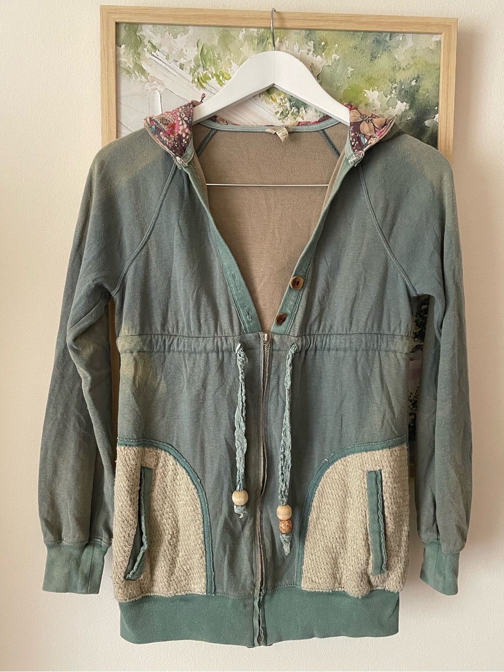 Miss Me Y2K Babydoll Vintage Floral Lined Zip Up Hoodie Small Grunge